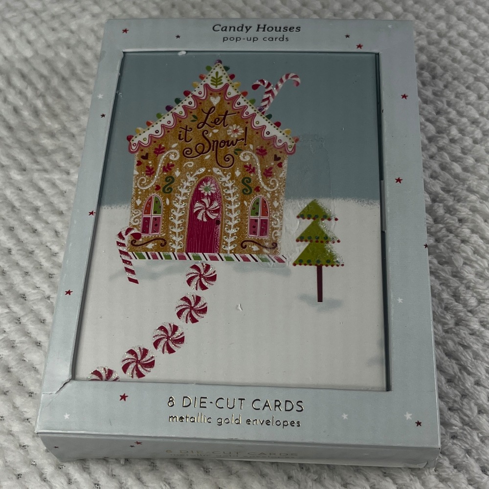 Up‎ With Paper Candy Houses Pop Up Cards 8 Die Cut Metallic Gold Envelopes